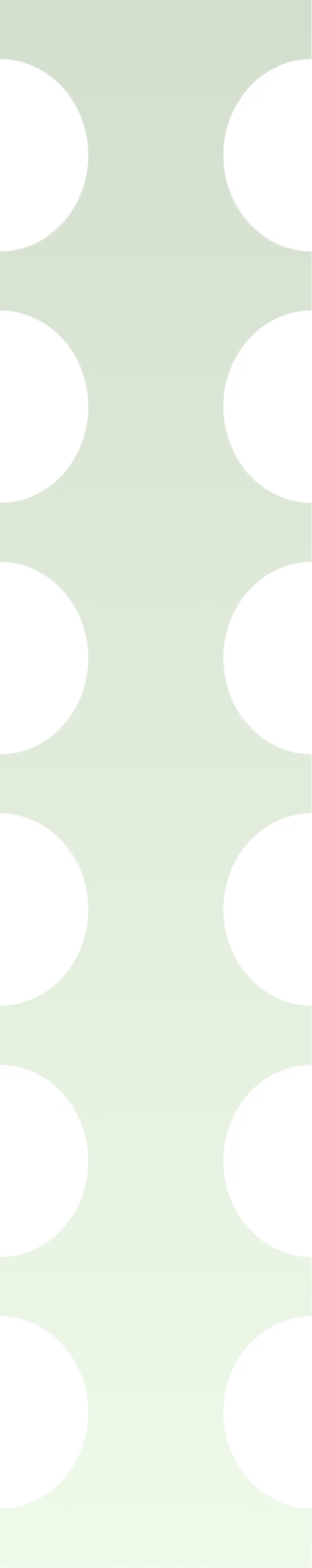 Vertical green gradient background with two columns of black circular cutouts.