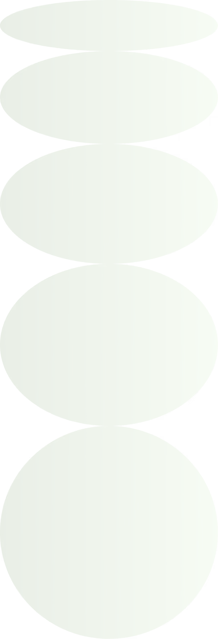 Five overlapping green ovals of increasing size arranged vertically on a black background.